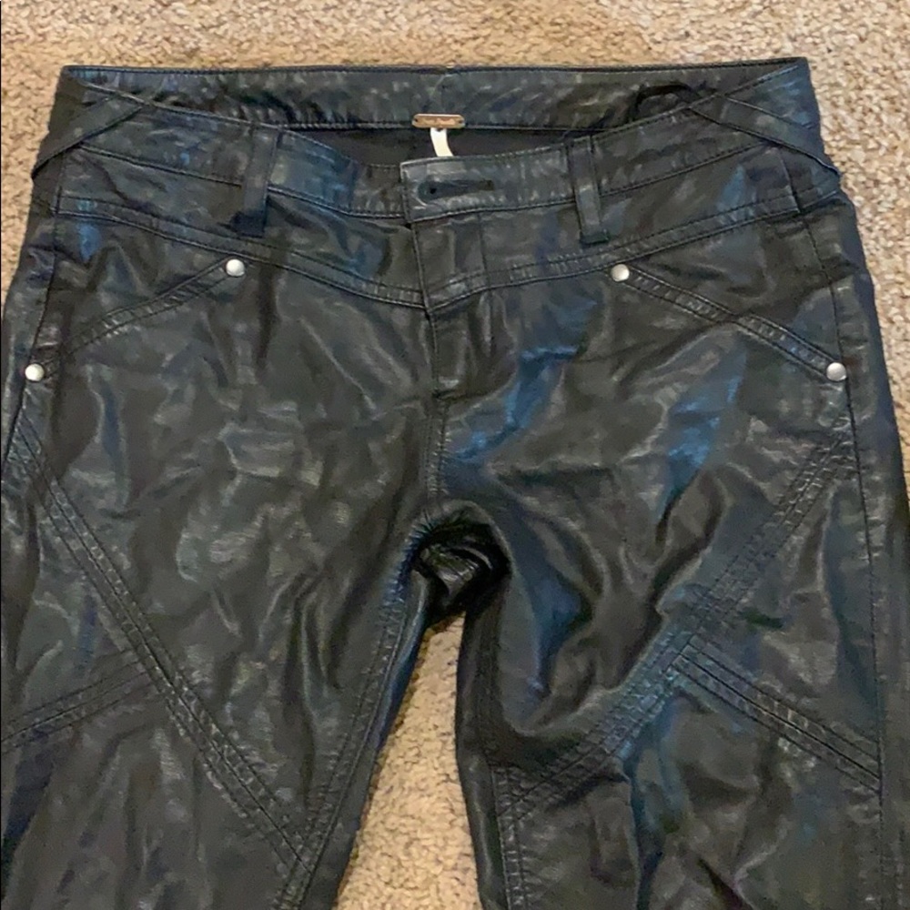 Free people black leather pants size 4